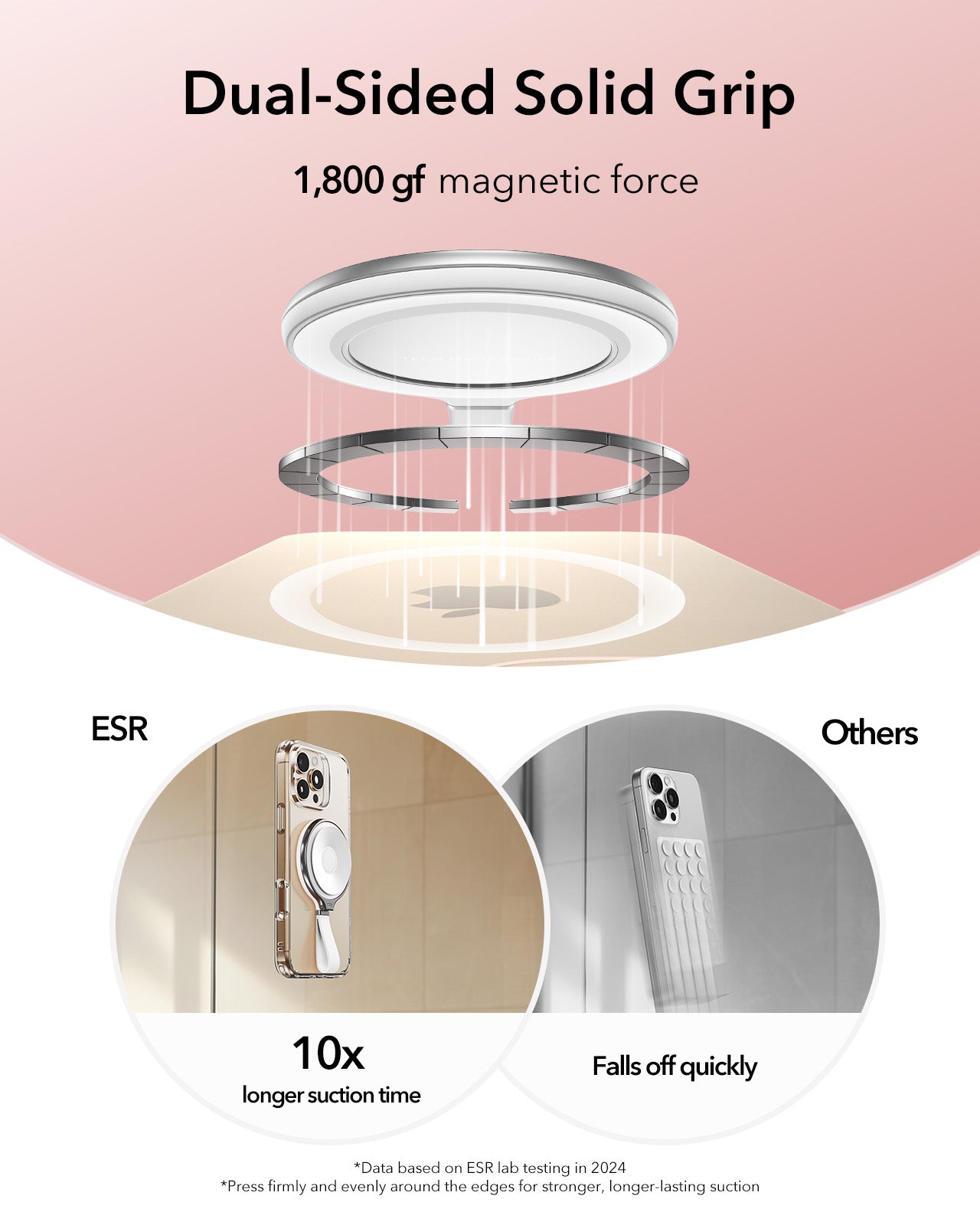ESR HaloLock Suction Cup Phone Mount with Ring Stand
