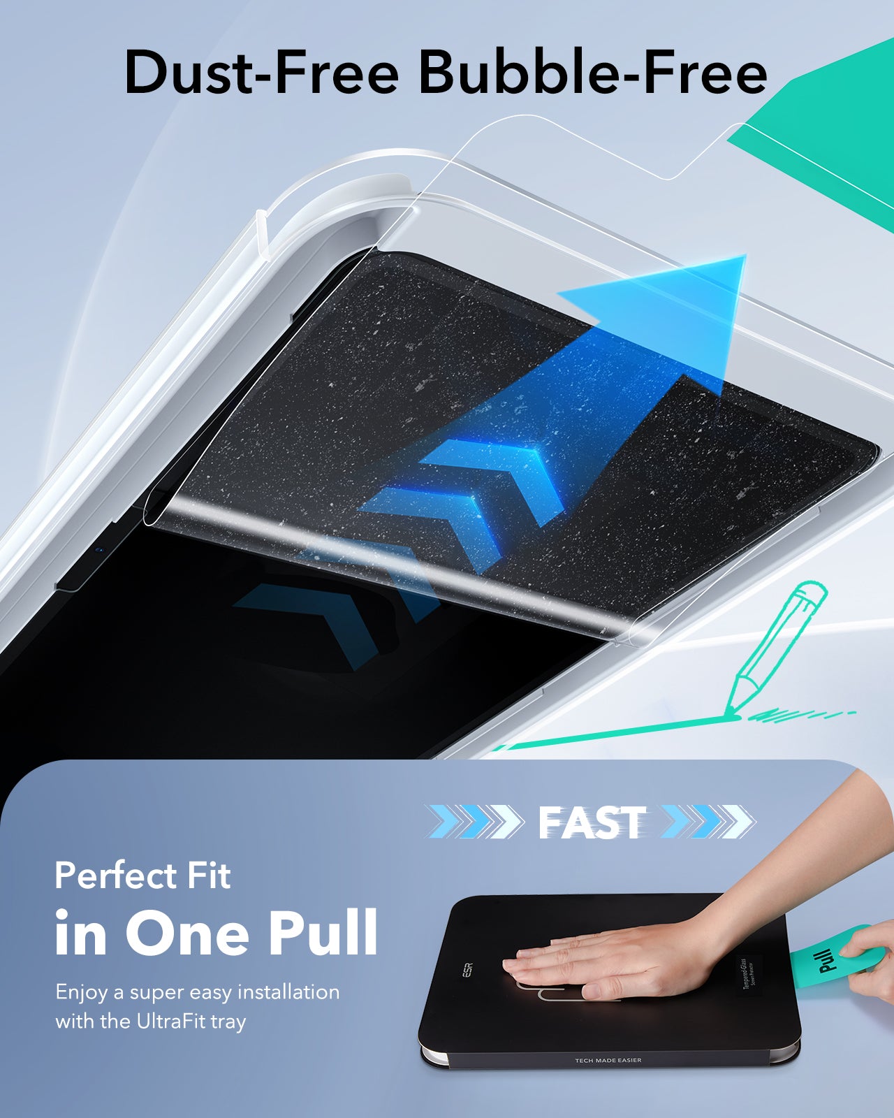 ESR iPad 10/11/12th Gen | Air 11"(26/25/24) - UltraFit Paper-Feel Tempered Glass (2pcs Pack)