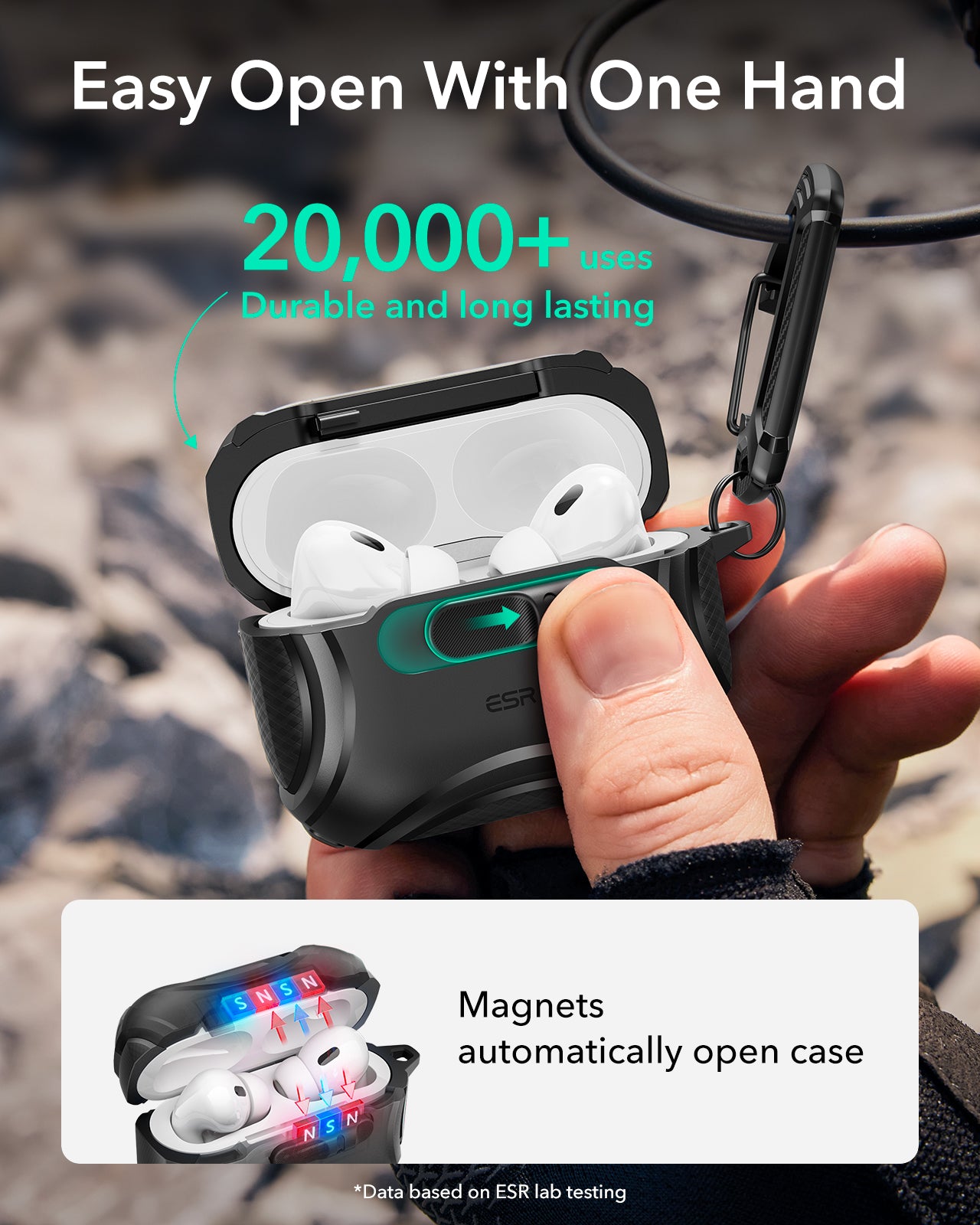 ESR AirPods Pro 3 Cyber Armor FlickLock Case (HaloLock)