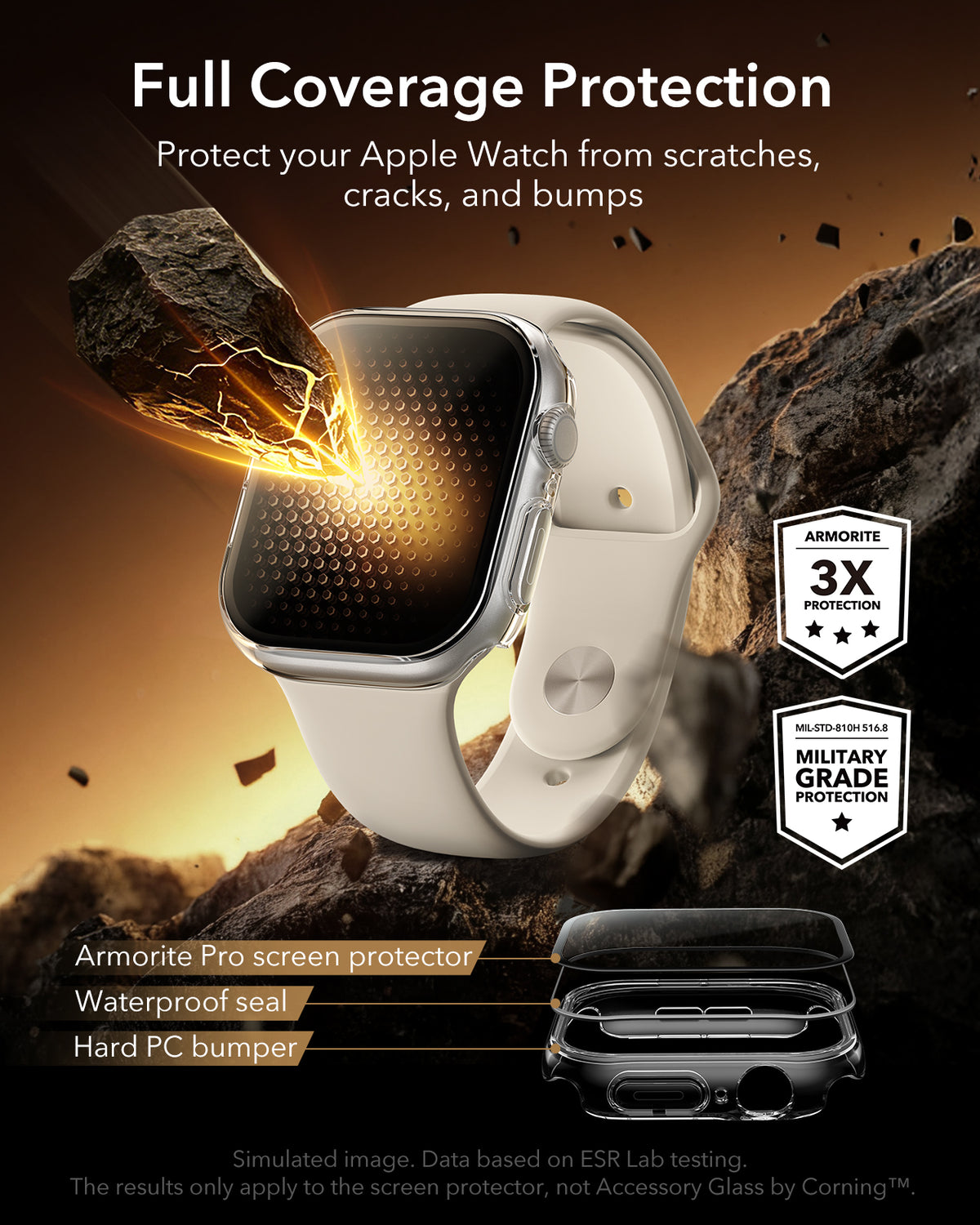 ESR Apple Watch Series 11/10 46mm/42mm Armorite Pro Case with Tempered Glass