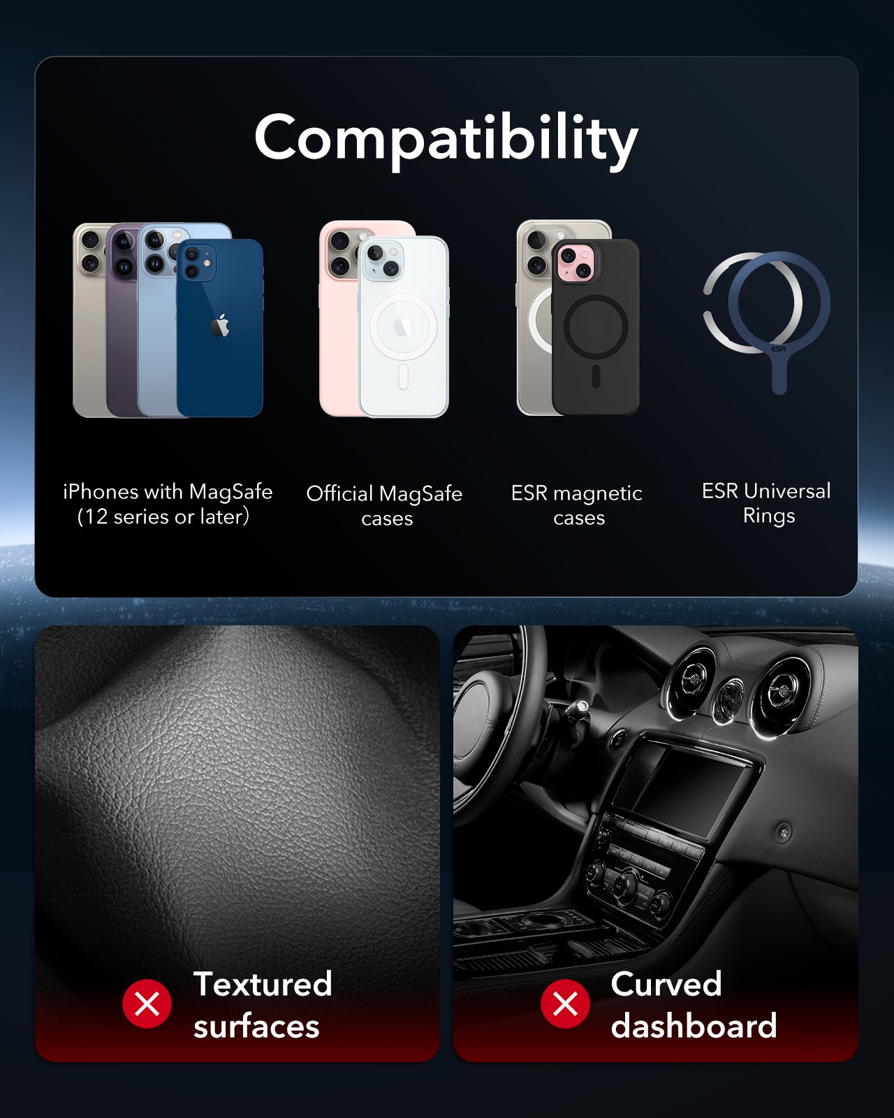 ESR HaloLock Qi2 Touchscreen Wireless Car Charger