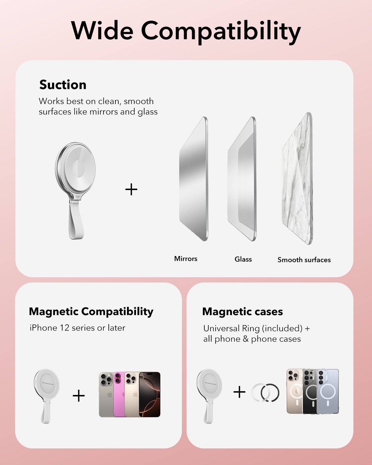 ESR HaloLock Suction Cup Phone Mount with Ring Stand