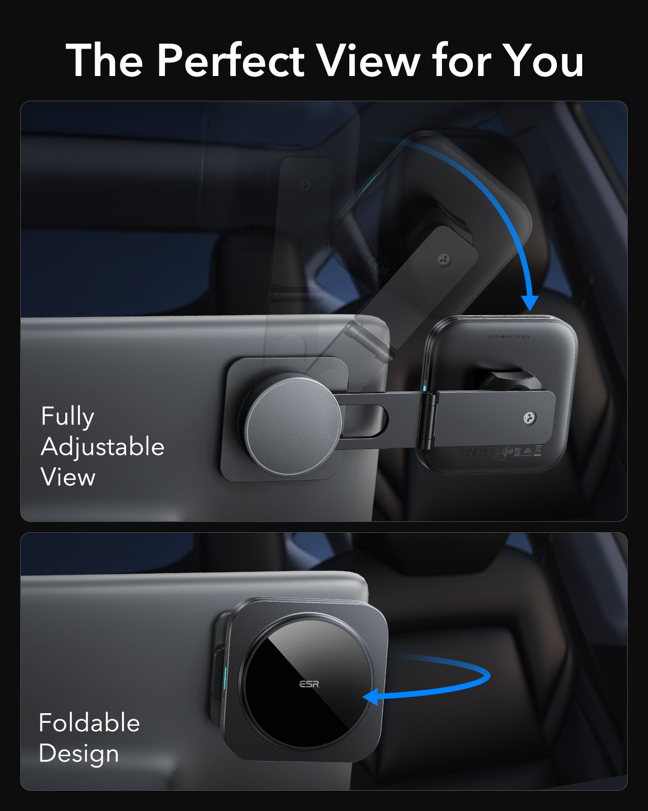 ESR HaloLock Qi2 Touchscreen Wireless Car Charger