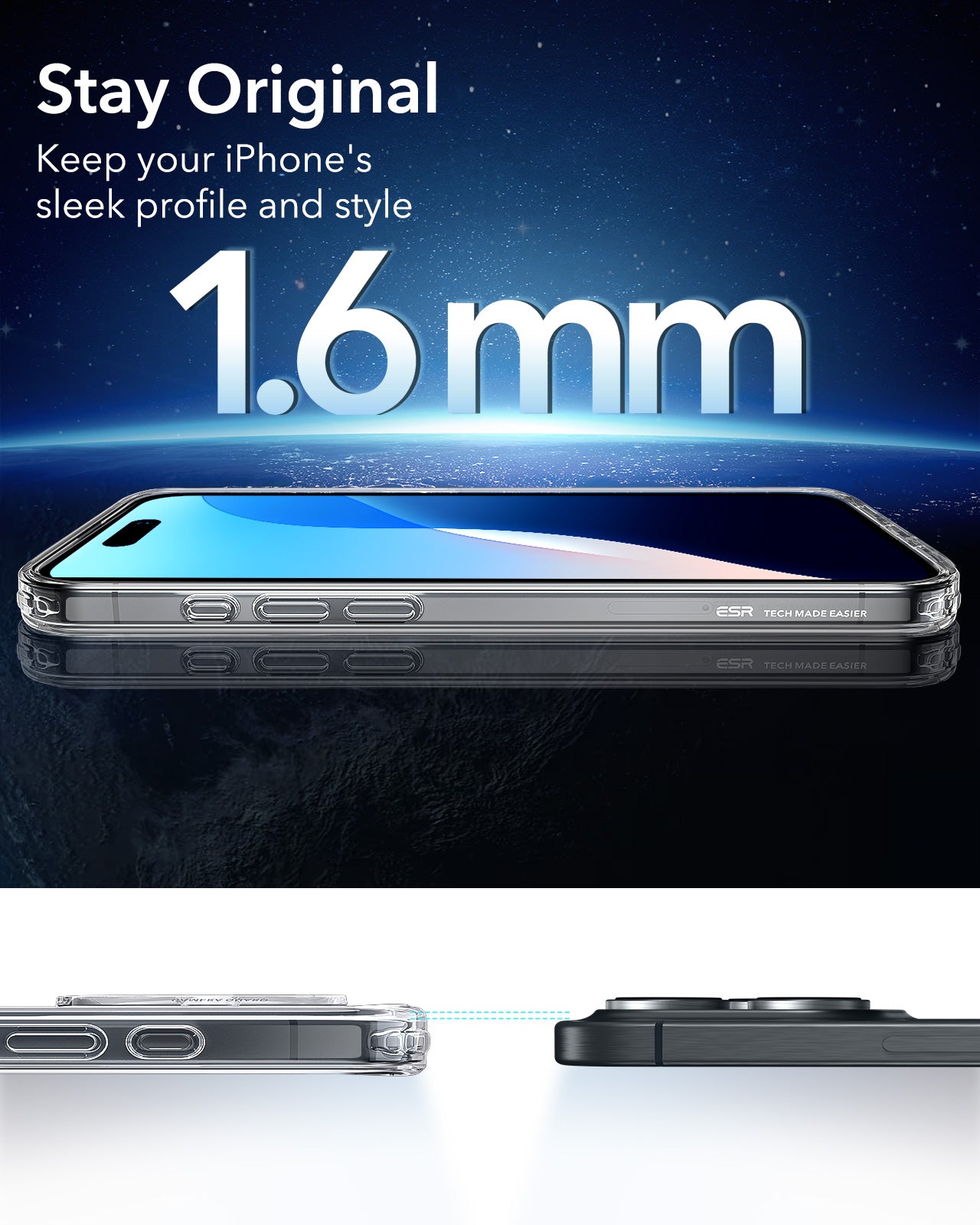 ESR iPhone 16 Pro / 16 Pro Max Classic Hybrid Case(HaloLock) with Screen Protector Set