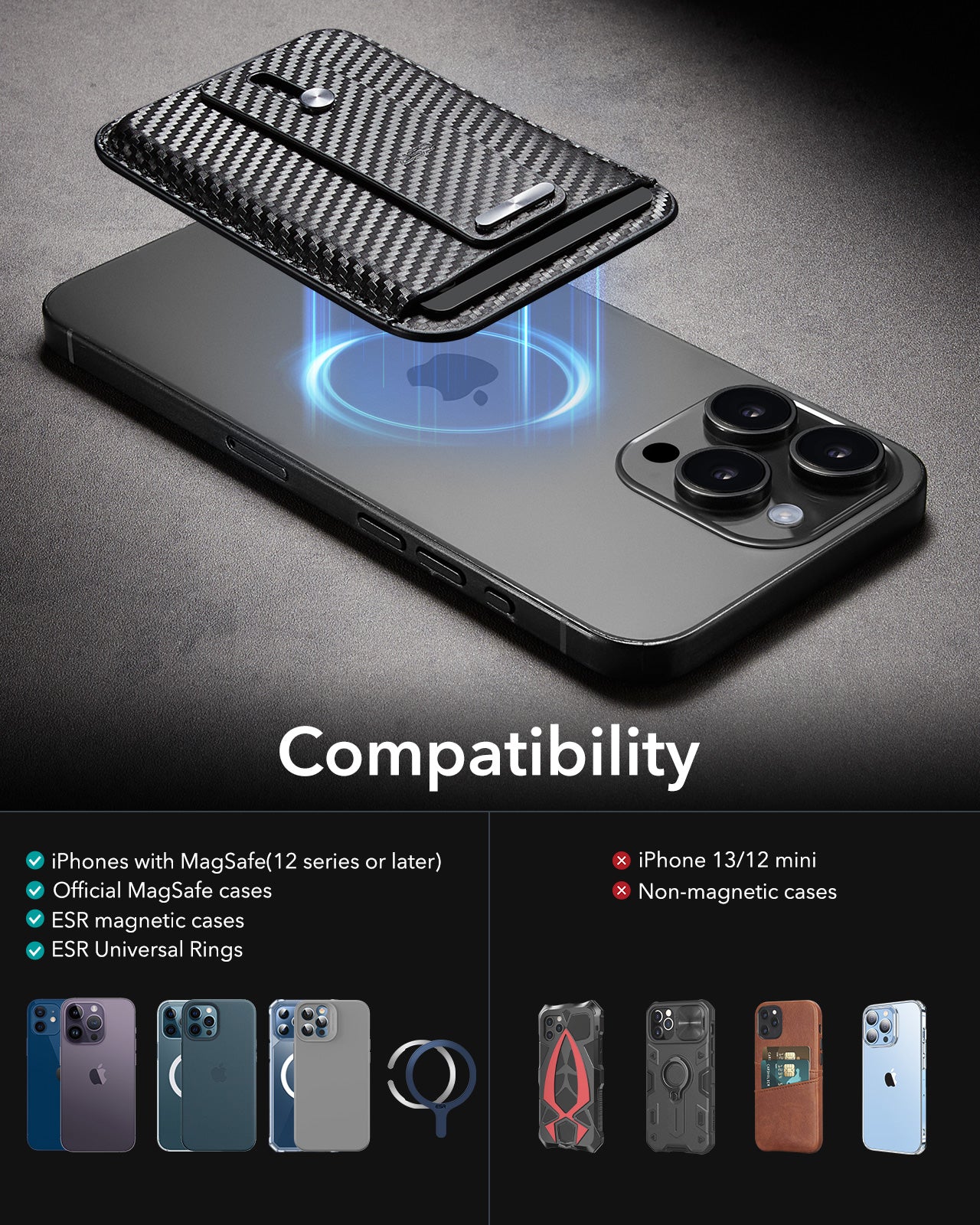 ESR HaloLock Magnetic Wallet with Finger Loop