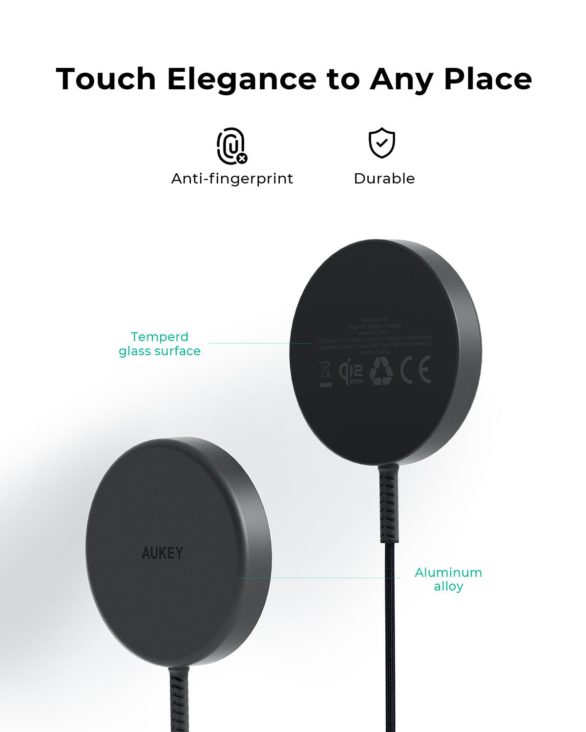 Aukey LC-MC11 MagFusion Q Qi2.2 25W Magnetic Fast Wireless Charger