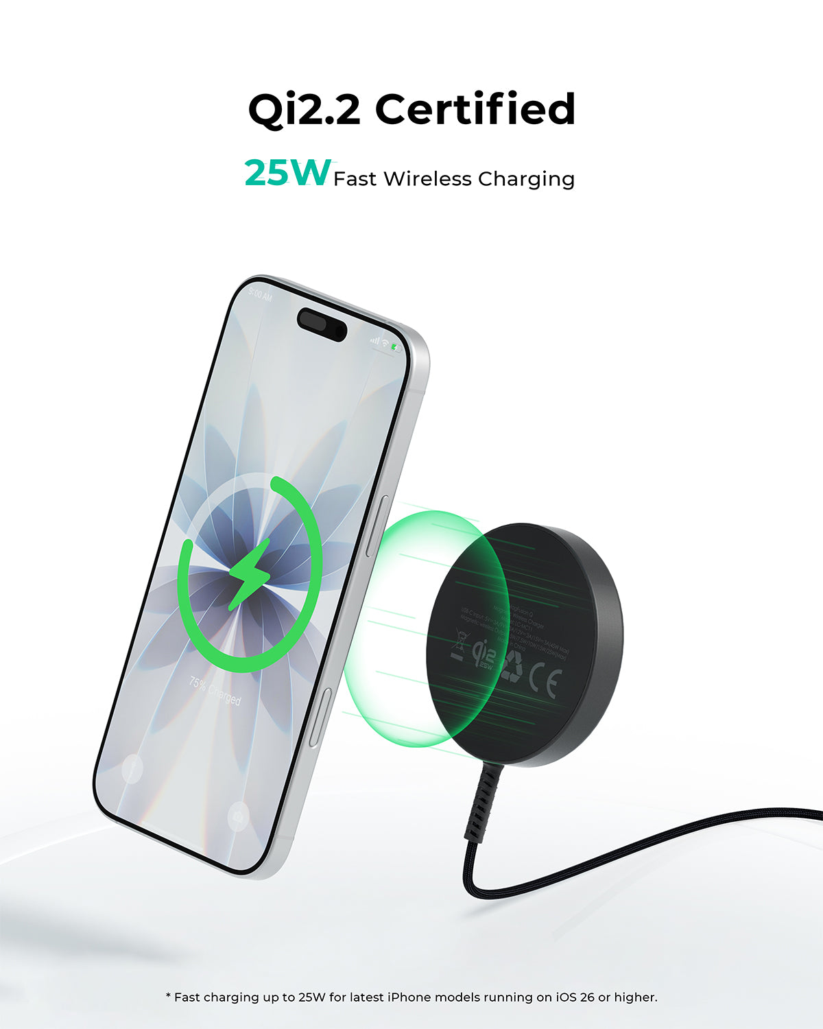 Aukey LC-MC11 MagFusion Q Qi2.2 25W Magnetic Fast Wireless Charger