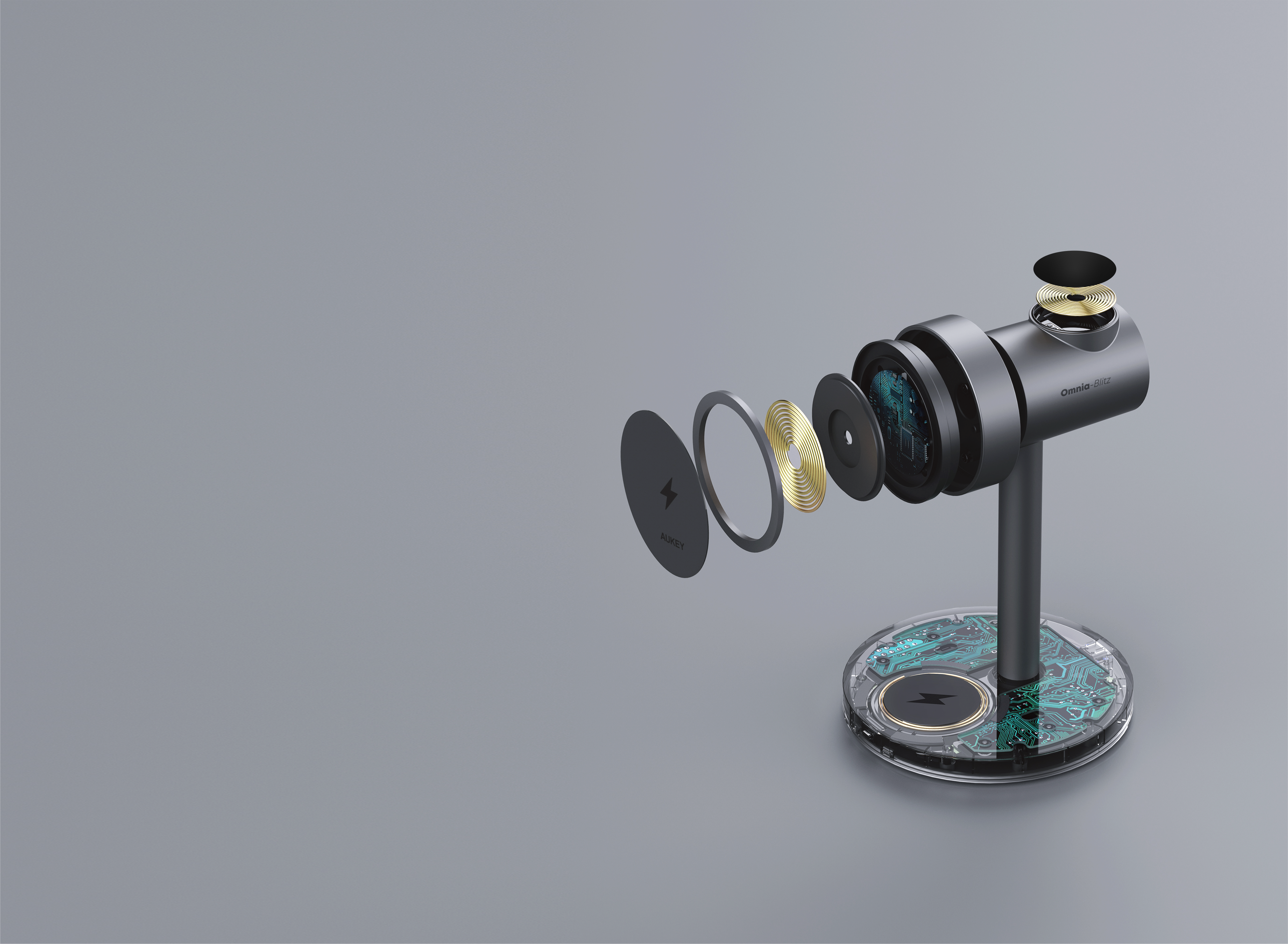 Aukey LC-MC311G MagFusion 3-in-1 G Qi2 Magnetic Fast Wireless Charging Station for Samsung