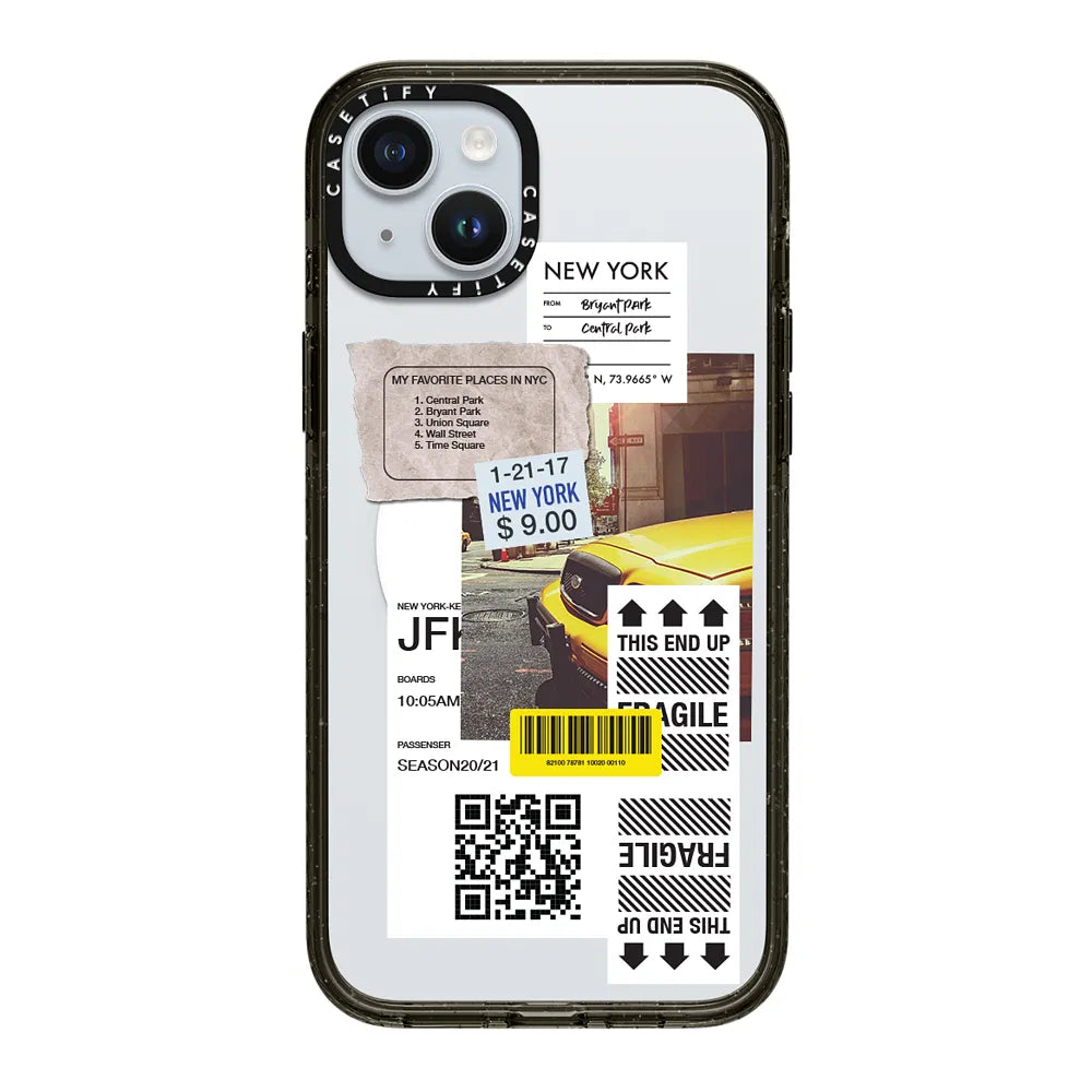 CASETiFY Magsafe Impact Case for iPhone 15/15 Plus/15 Pro/15 Pro Max - Label Note Case 2 Clear Black