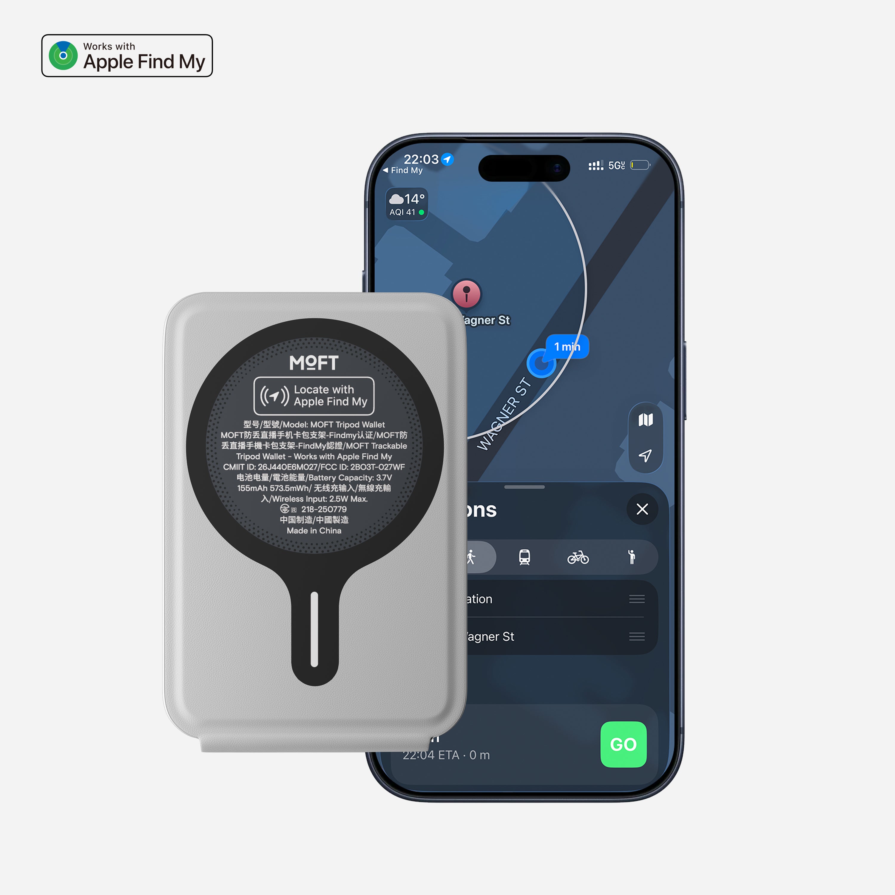 MOFT Trackable Tripod Wallet with Apple Find My (MagSafe Compatible)