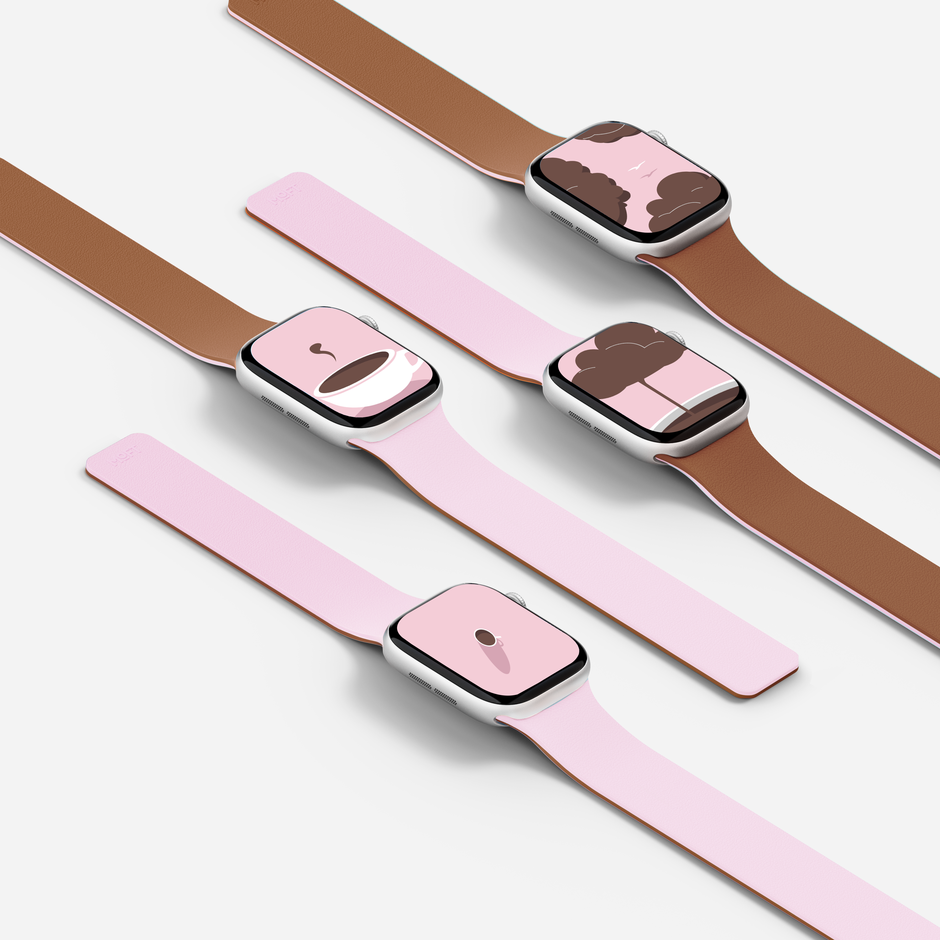 MOFT Snap Watch Band for Apple Watch 40mm/41mm/42mm & 44mm/45mm/46mm/49mm - Light Pink Brownie