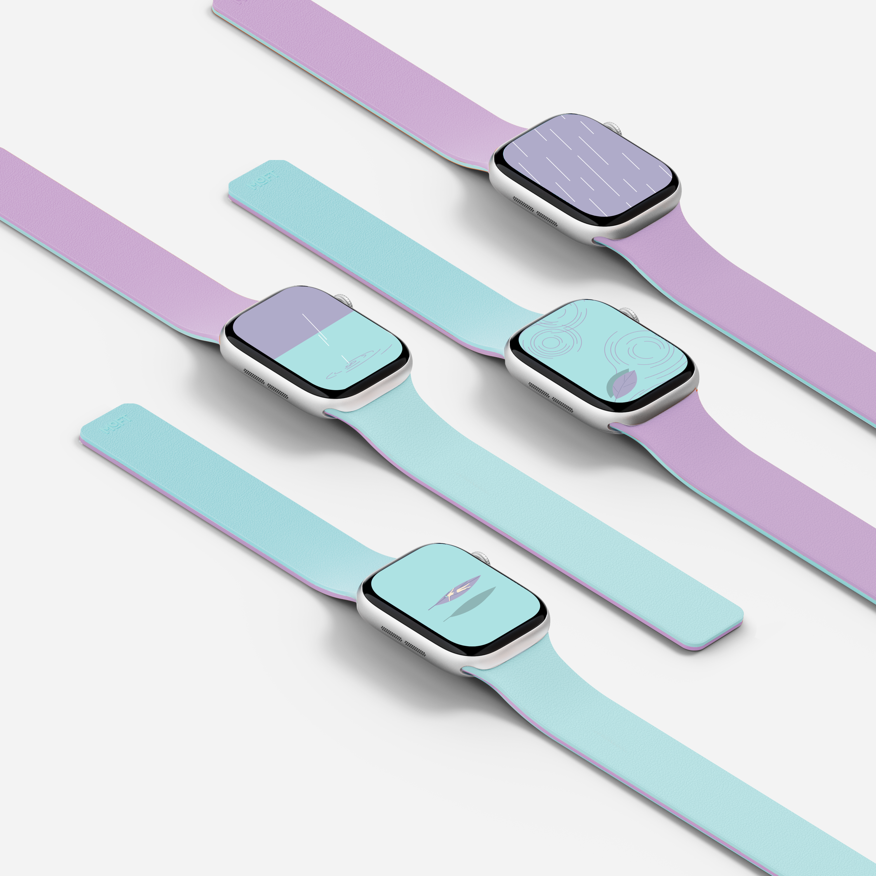 MOFT Snap Watch Band for Apple Watch 40mm/41mm/42mm & 44mm/45mm/46mm/49mm - Aqua Peony