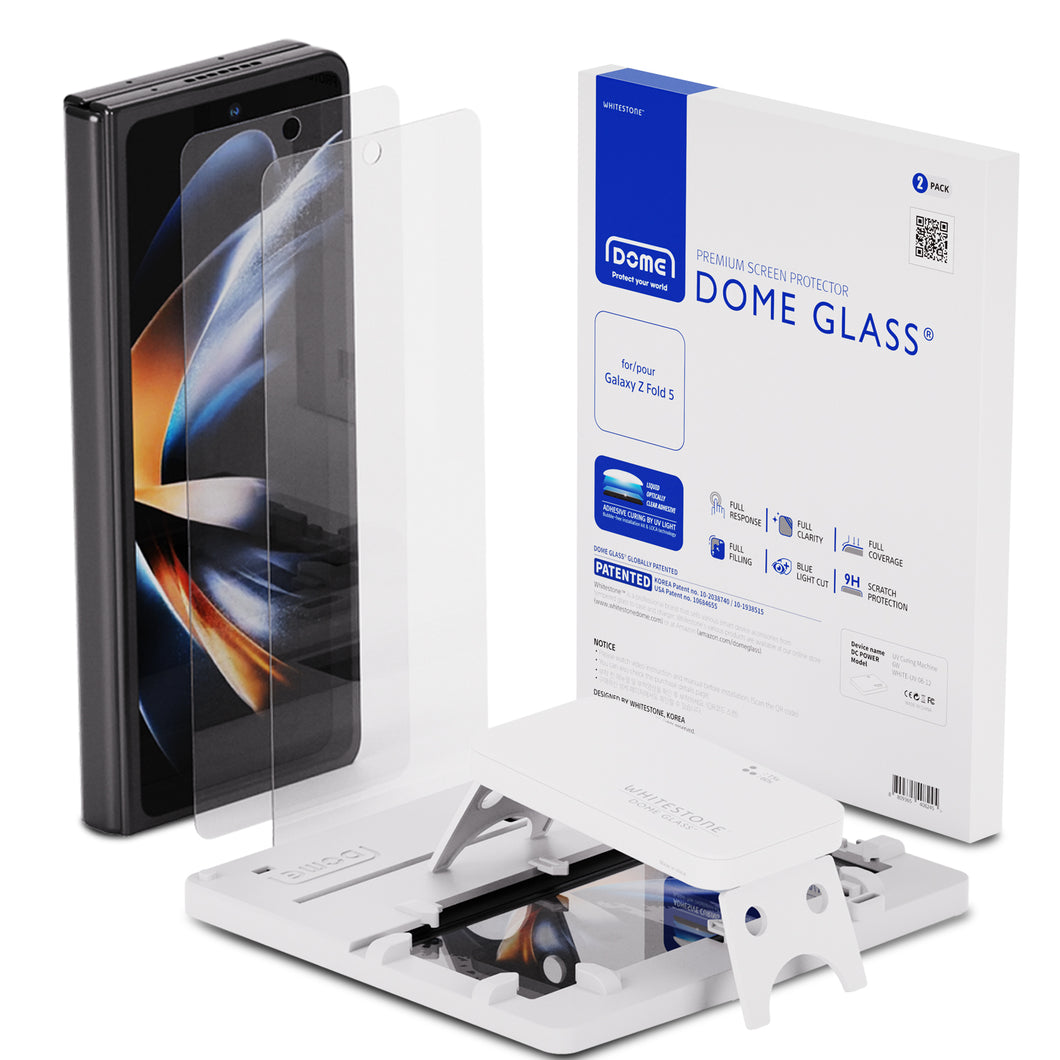 Whitestone Dome Glass Samsung Galaxy Z Fold 5 Full Tempered Glass Shield with Liquid Dispersion Tech - 2 PACK