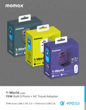 Load image into Gallery viewer, Momax UA8 1-World 65W GaN 5 Ports + AC Travel Adaptor
