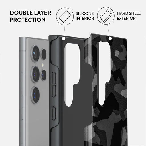 BURGA Samsung Galaxy S24 Series Night Black Camouflage Tough Case
