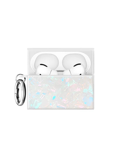 Flaunt AirPods Pro 3 SQUARE Case with Gold Ring Clip - Opal Shell