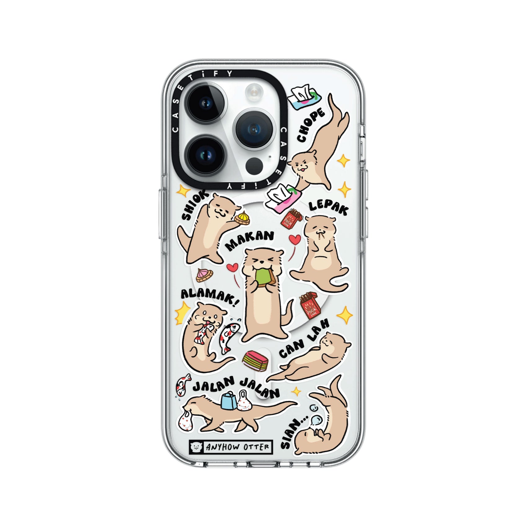 CASETiFY Magsafe Clear Case for iPhone 15 Pro / 15 Pro Max - Anyhow Otter Stickers