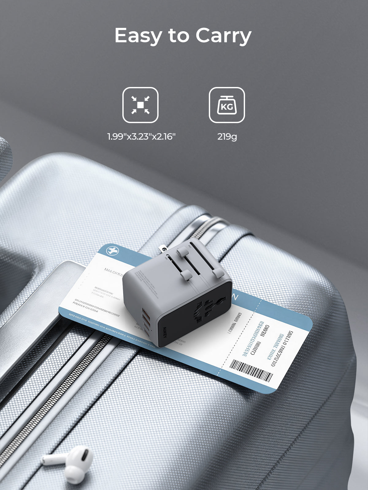 Aukey PA-TA13 Globe Reel 45W GaN Universal Adapter with Retractable Cable