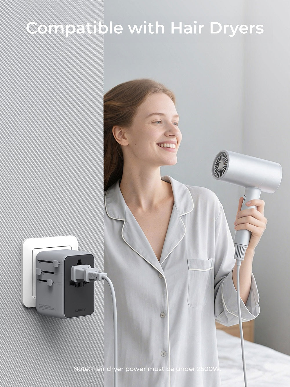 Aukey PA-TA14 Globe Reel 70W GaN Universal Adapter with Retractable Cable