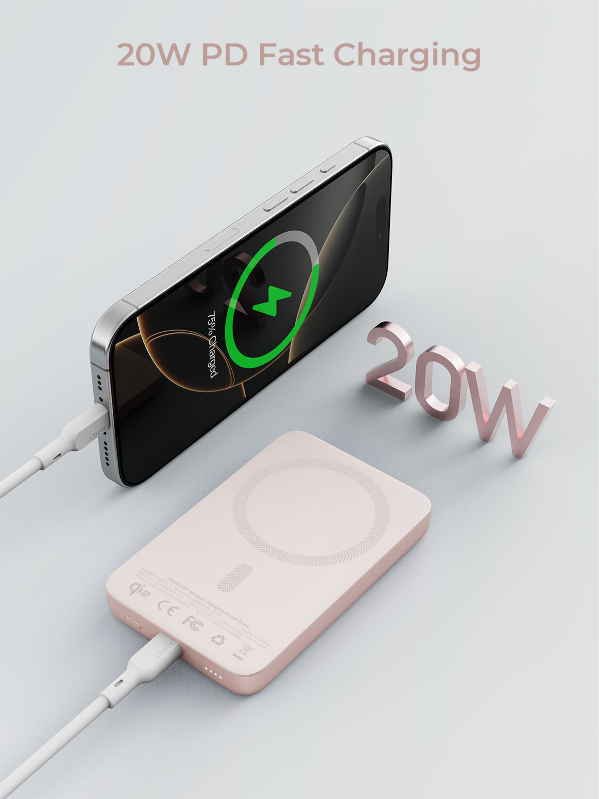 Aukey PB-MS08 MagFusion M Qi2 10000mAh Ultra Slim Magnetic Wireless Power Bank (24 Months Warranty)