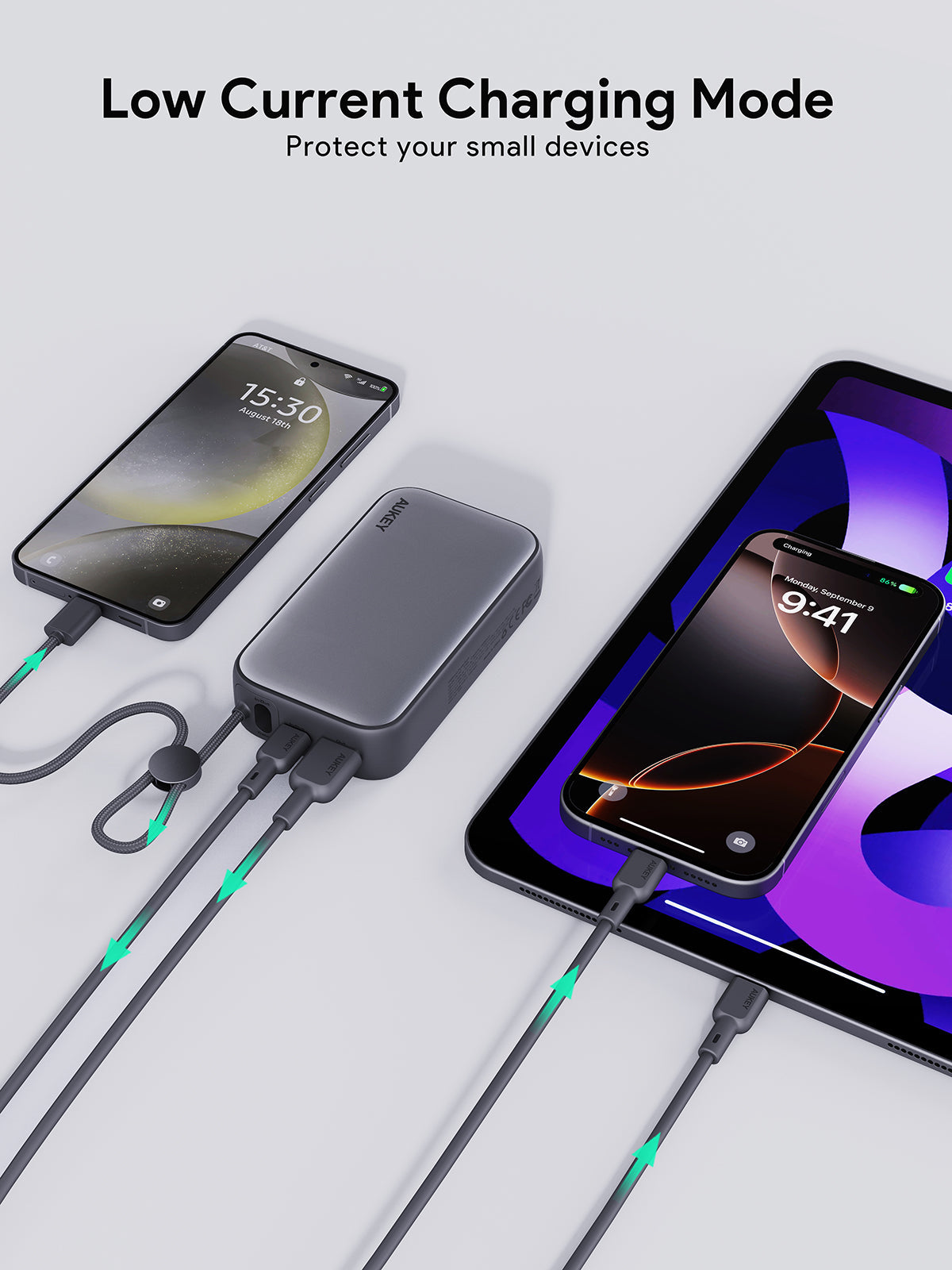Aukey PB-Y47 Spark Sling 10000mAh Compact Fast Charging PB with Built-in USB-C Cable