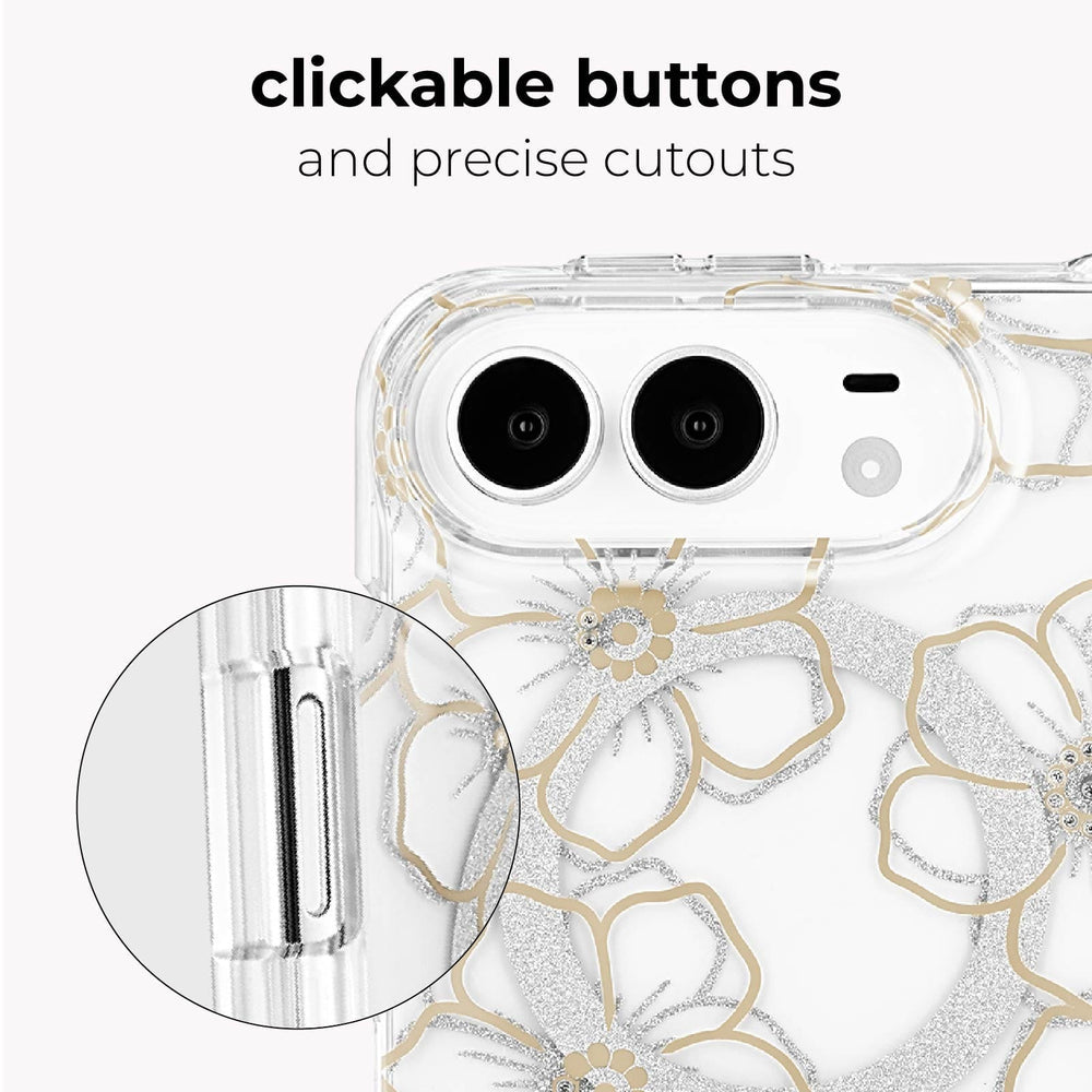 Case-Mate iPhone Duo Floral Gems MagSafe Case - Gold