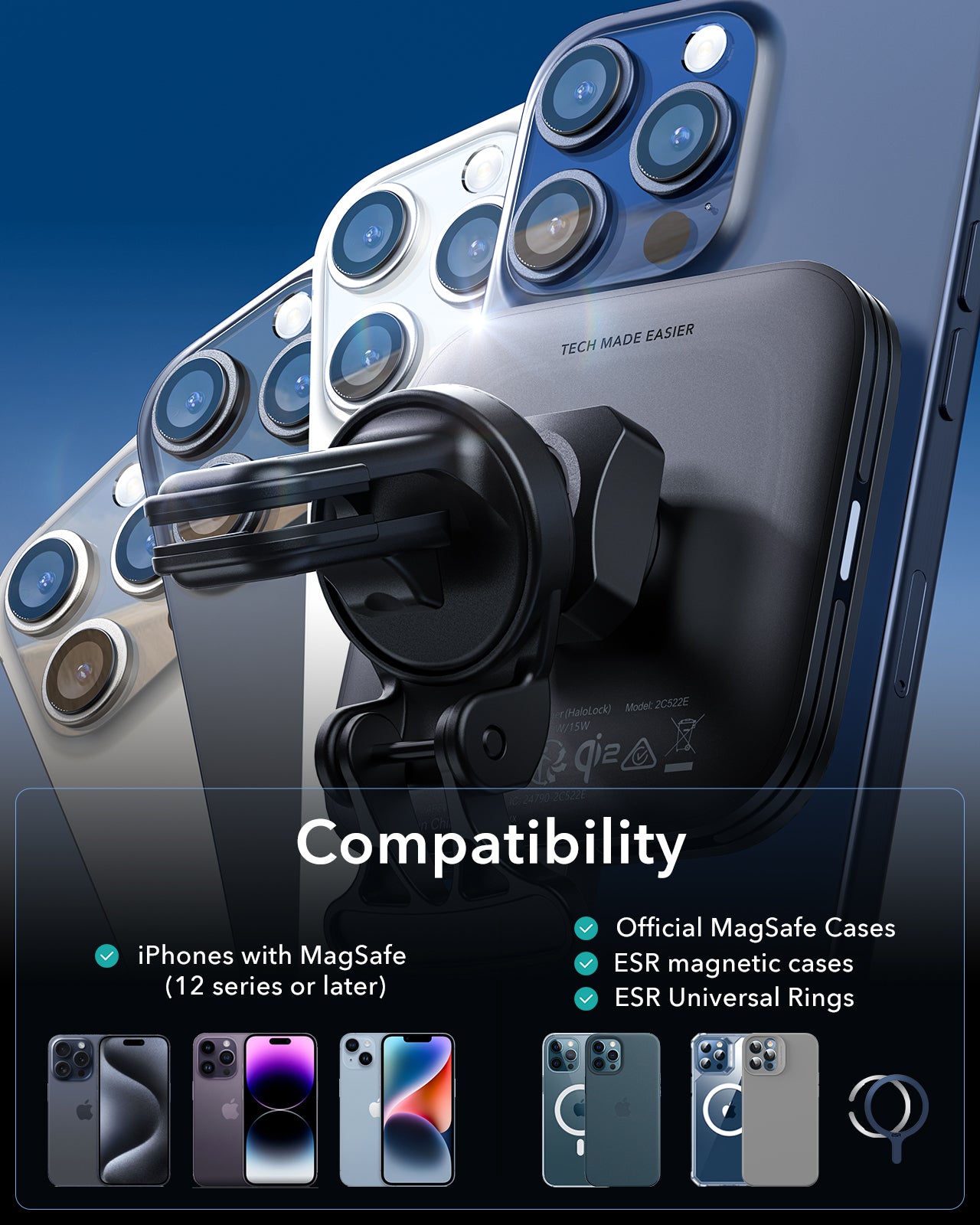 ESR Qi2 Magnetic Wireless Car Charger (HaloLock)