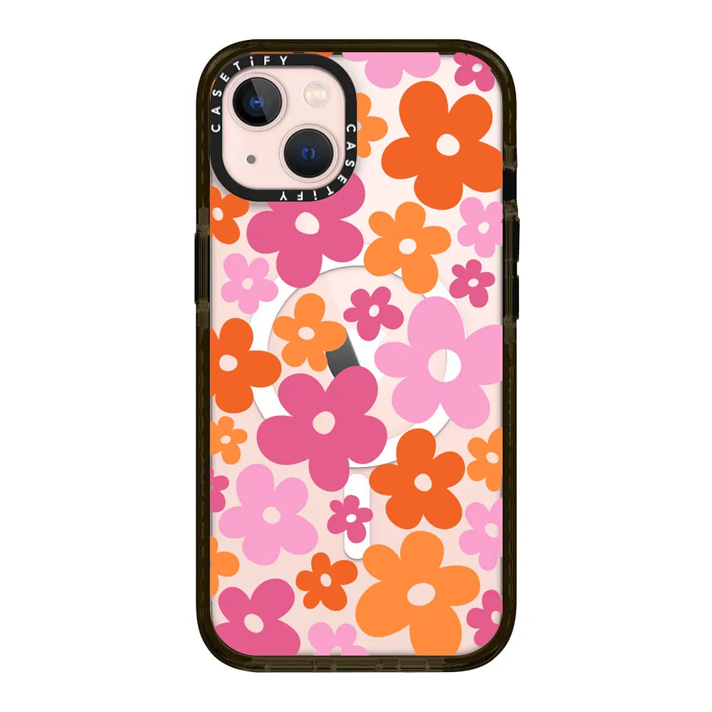 CASETiFY Magsafe Impact Case for iPhone 15/15 Plus/15 Pro/15 Pro Max - Abstract Floral Clear Black