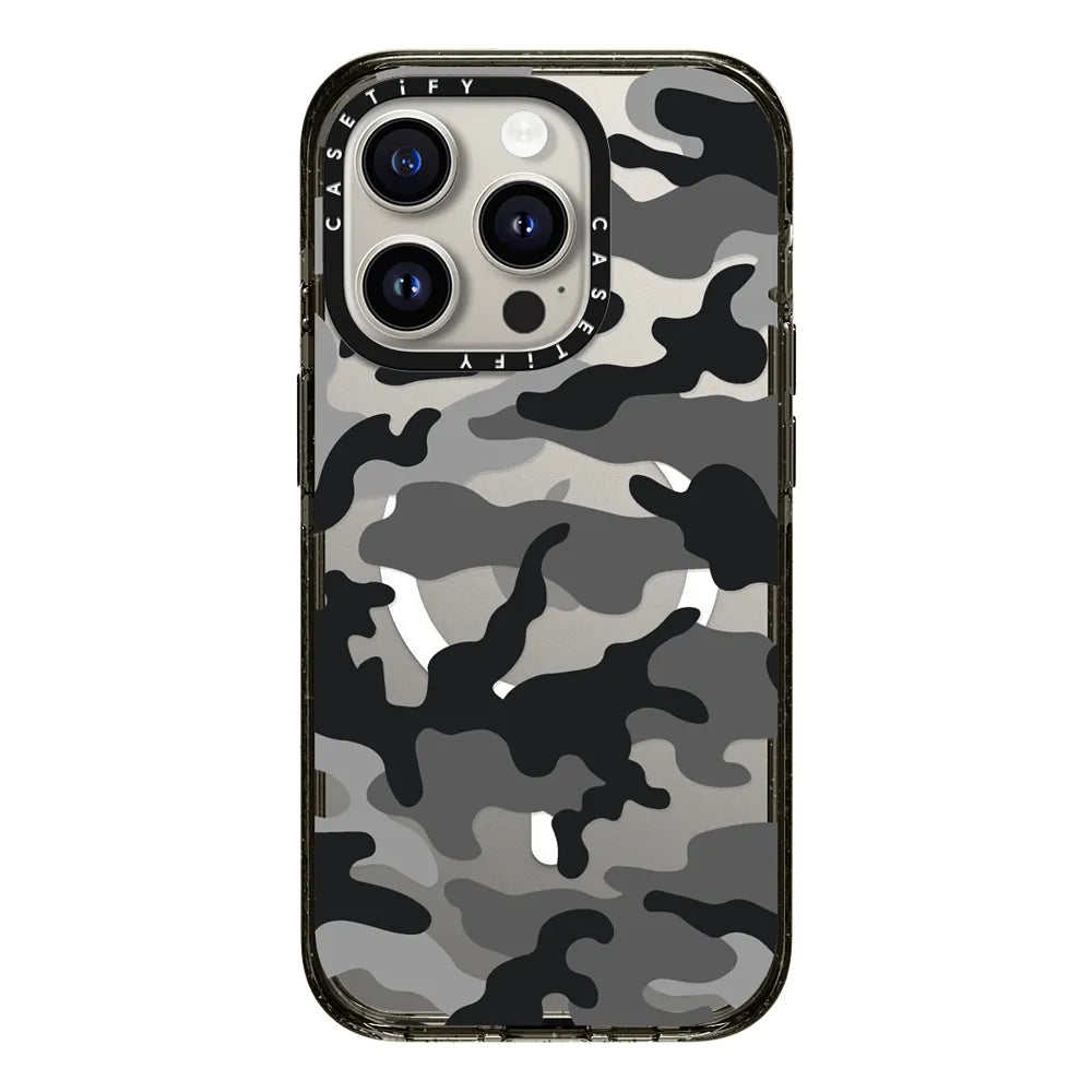 CASETiFY Magsafe Impact Case for iPhone 15/15 Plus/15 Pro/15 Pro Max - Black Camo Clear Black