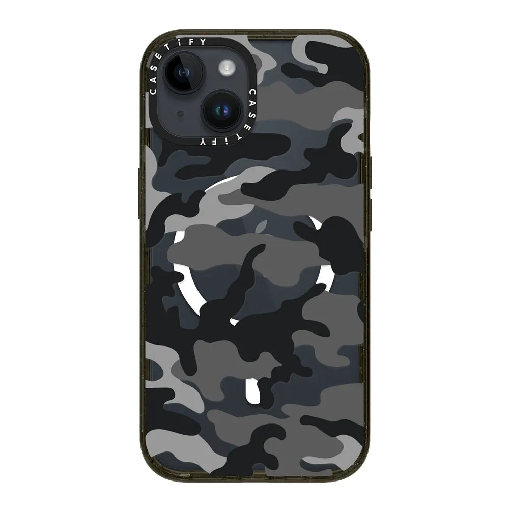 CASETiFY Magsafe Impact Case for iPhone 15/15 Plus/15 Pro/15 Pro Max - Black Camo Clear Black