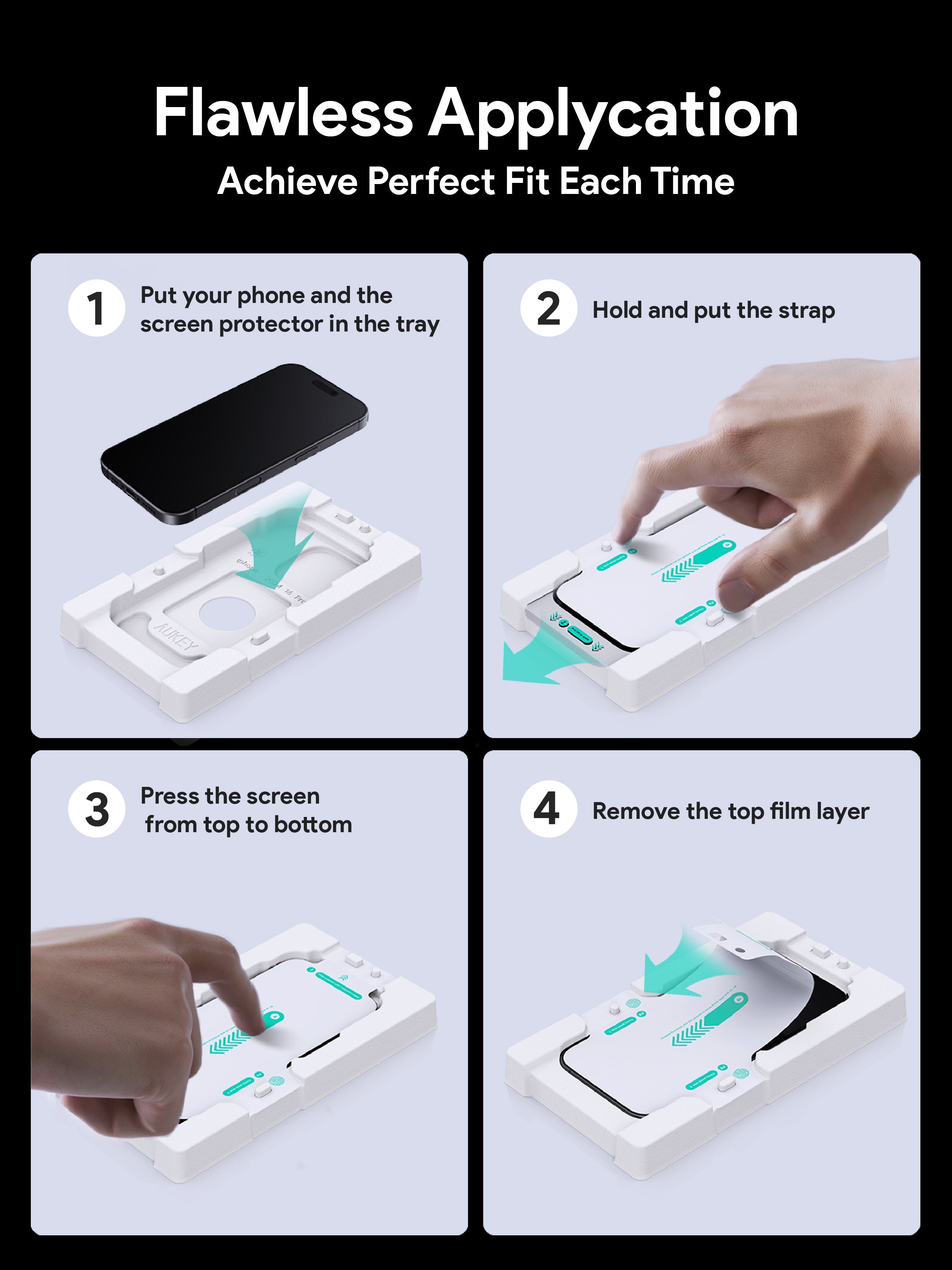 AUKEY SP-HT20 ClearView High Clarity Screen Protector for iPhone 16 / 16 Plus / 16 Pro / 16 Pro Max