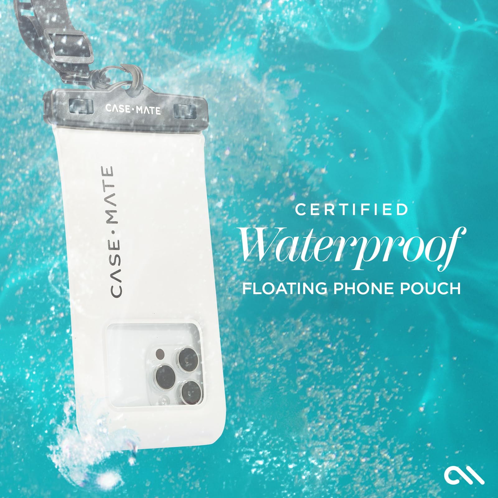 Case-Mate Waterproof Floating Phone Pouch - Sand Dollar Grey/Black