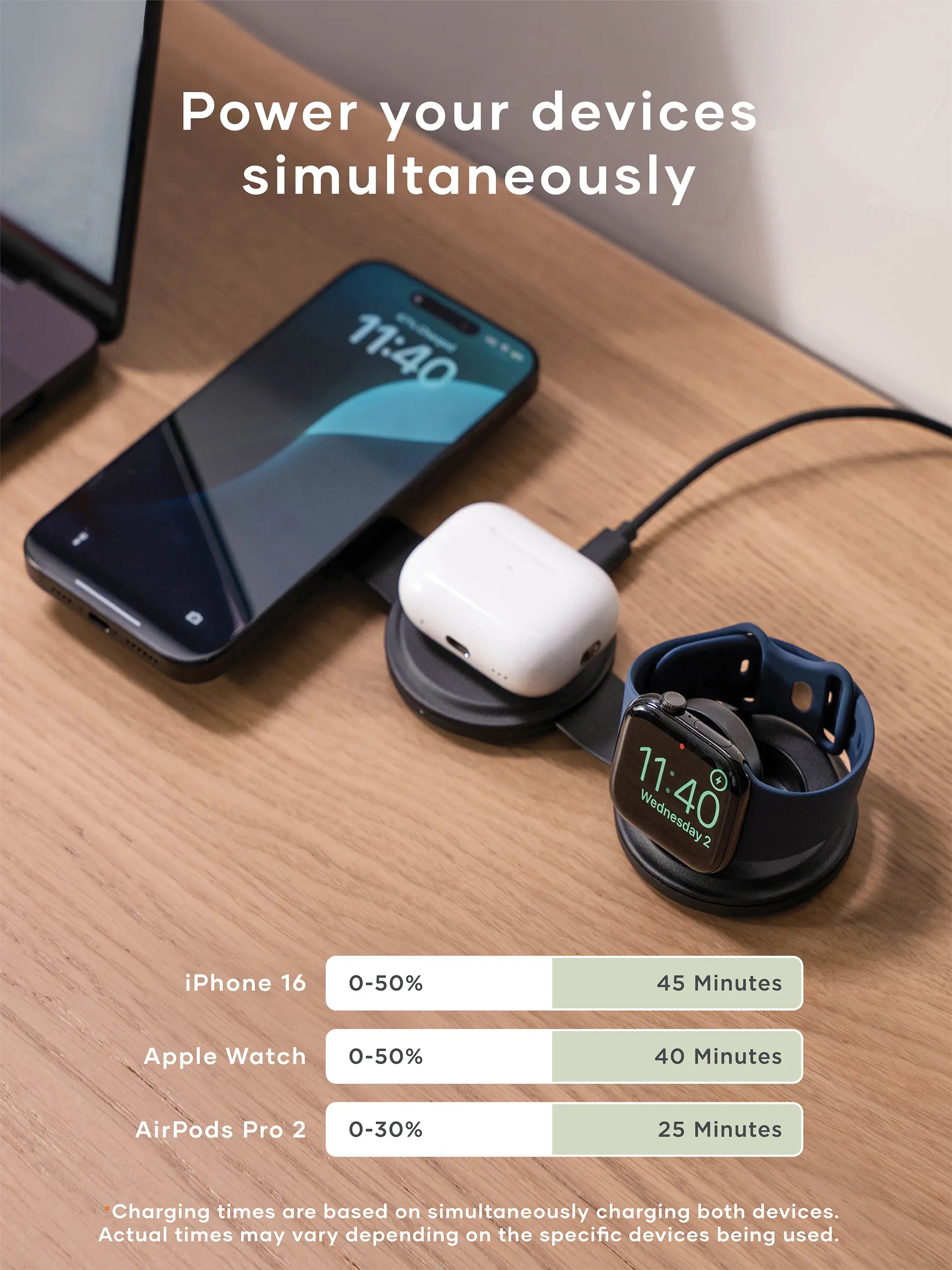 Satechi OnTheGo Qi2 3-in-1 Wireless Charger