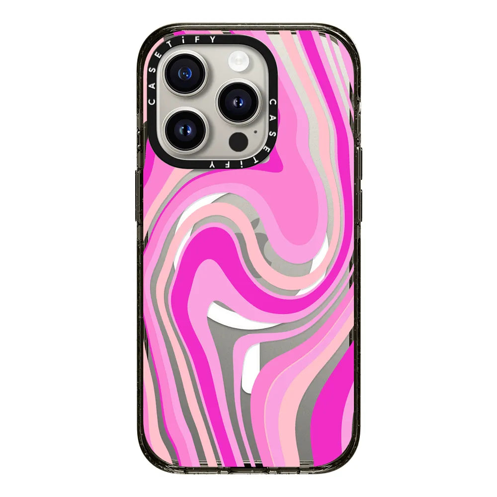 CASETiFY Magsafe Impact Case for iPhone 15/15 Plus/15 Pro/15 Pro Max - Gen Z Swirl Pink Clear Black
