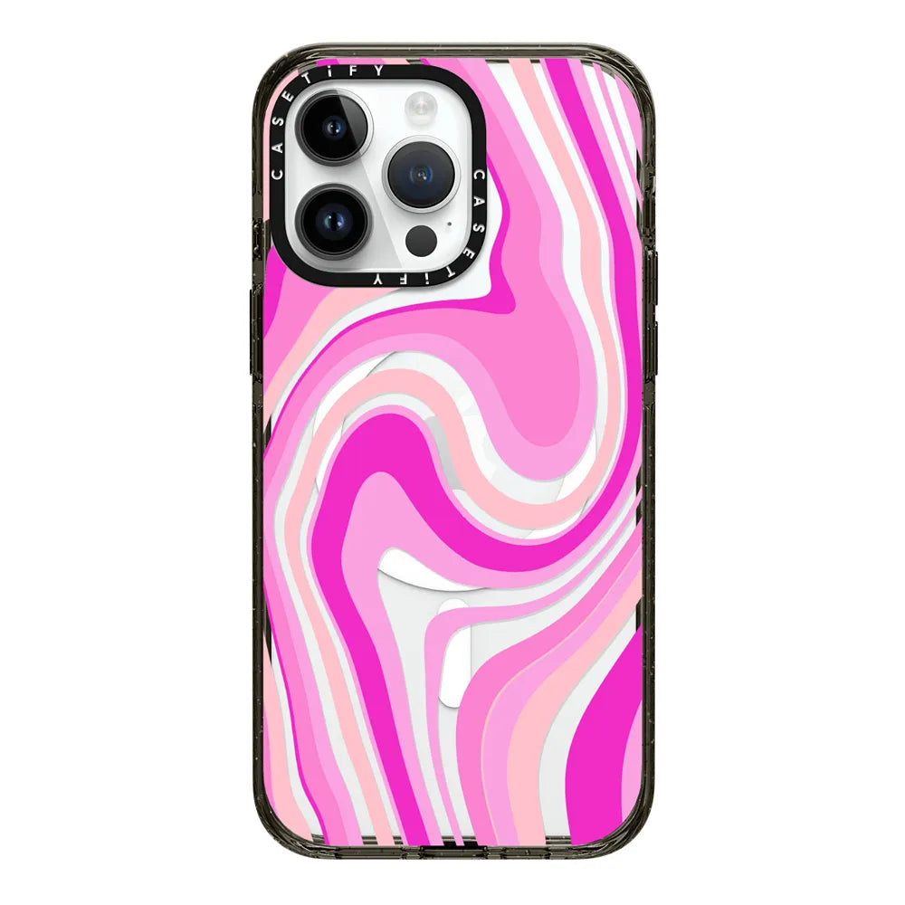 CASETiFY Magsafe Impact Case for iPhone 15/15 Plus/15 Pro/15 Pro Max - Gen Z Swirl Pink Clear Black