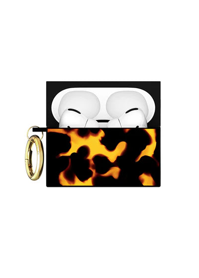 Flaunt AirPods Pro 3 SQUARE Case with Gold Ring Clip - Tortoise Print