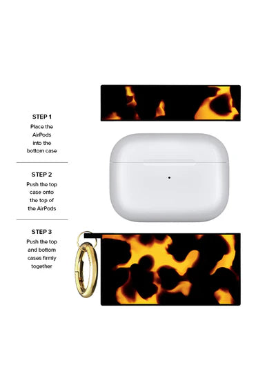 Flaunt AirPods Pro 3 SQUARE Case with Gold Ring Clip - Tortoise Print