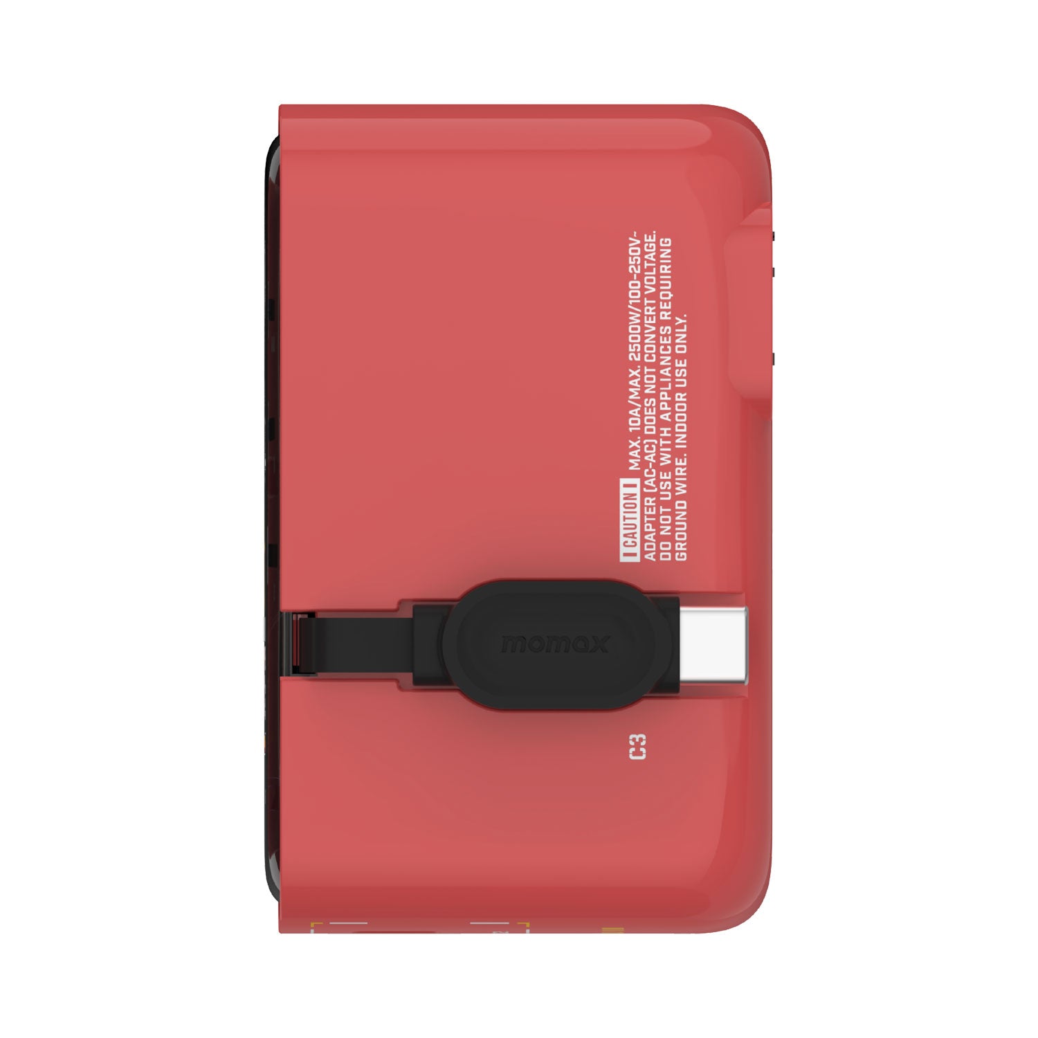 [Mobile Suit Gundam Limited Edition] Momax UA21 1-World+ 35W 4-Port Travel GaN Charger With Built-in USB-C Cable - Red