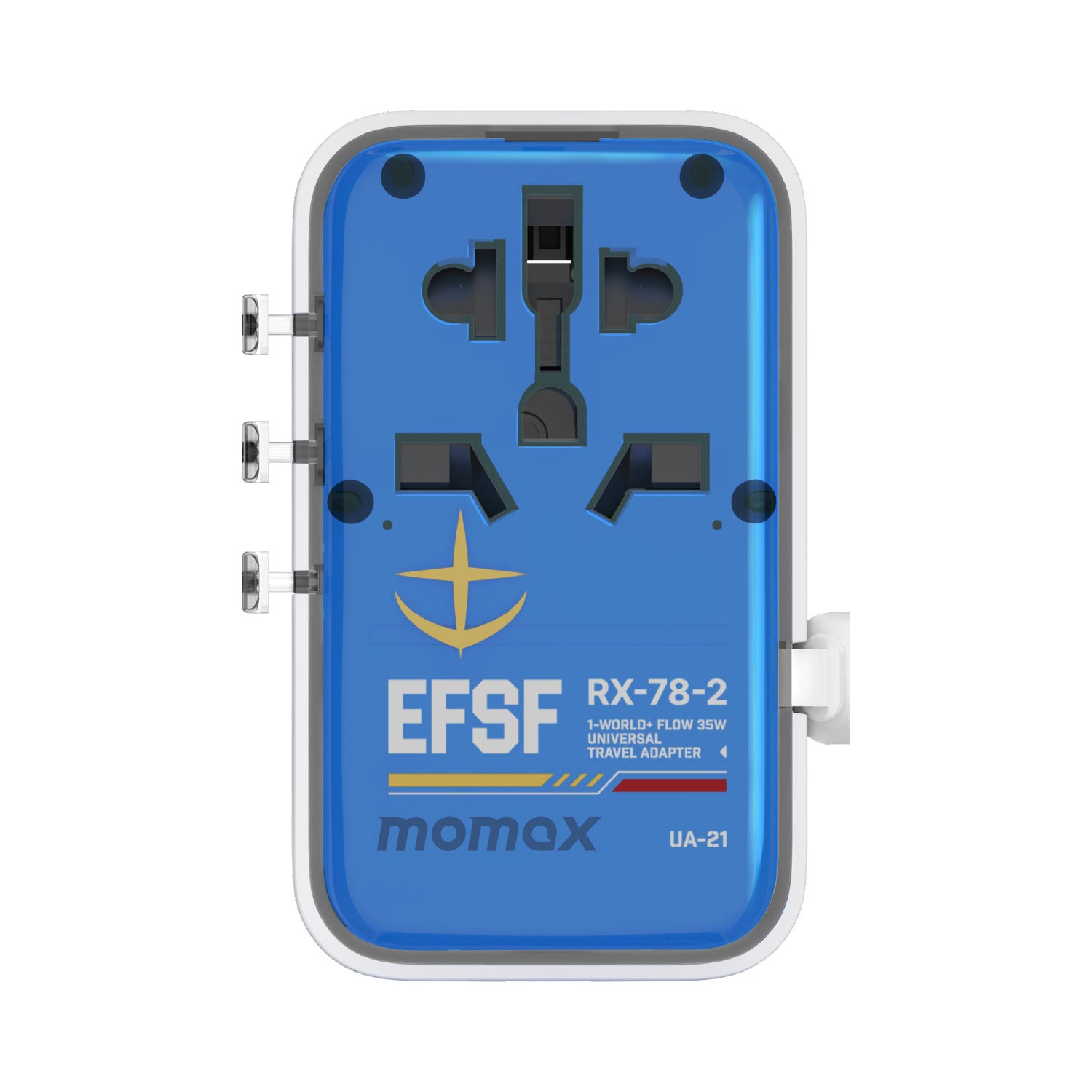 [Mobile Suit Gundam Limited Edition] Momax UA21 1-World+ 35W 4-Port Travel GaN Charger With Built-in USB-C Cable - White