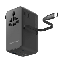 Load image into Gallery viewer, Momax UA25 1-World2+ 100W 4-Port Dual AC Travel Adapter w/ Built-in Retractable Cable
