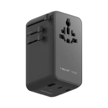 Load image into Gallery viewer, Momax UA25 1-World2+ 100W 4-Port Dual AC Travel Adapter w/ Built-in Retractable Cable
