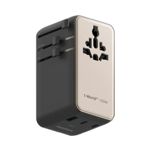 Load image into Gallery viewer, Momax UA25 1-World2+ 100W 4-Port Dual AC Travel Adapter w/ Built-in Retractable Cable
