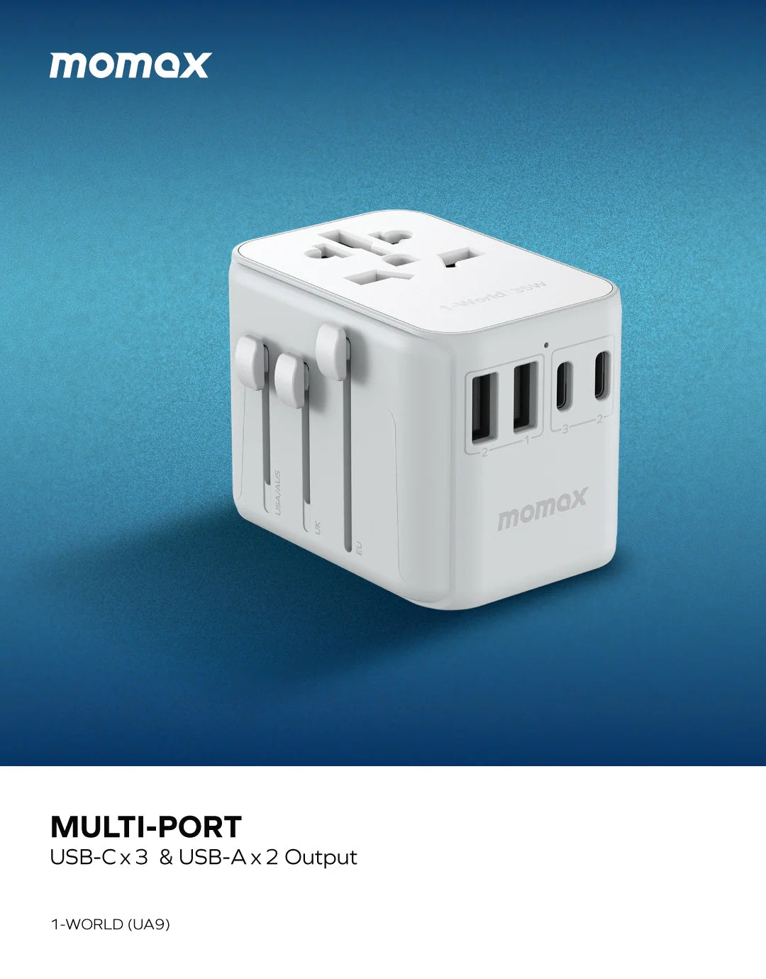 Momax UA9 1-World 35W 5 Ports + AC Travel Adaptor