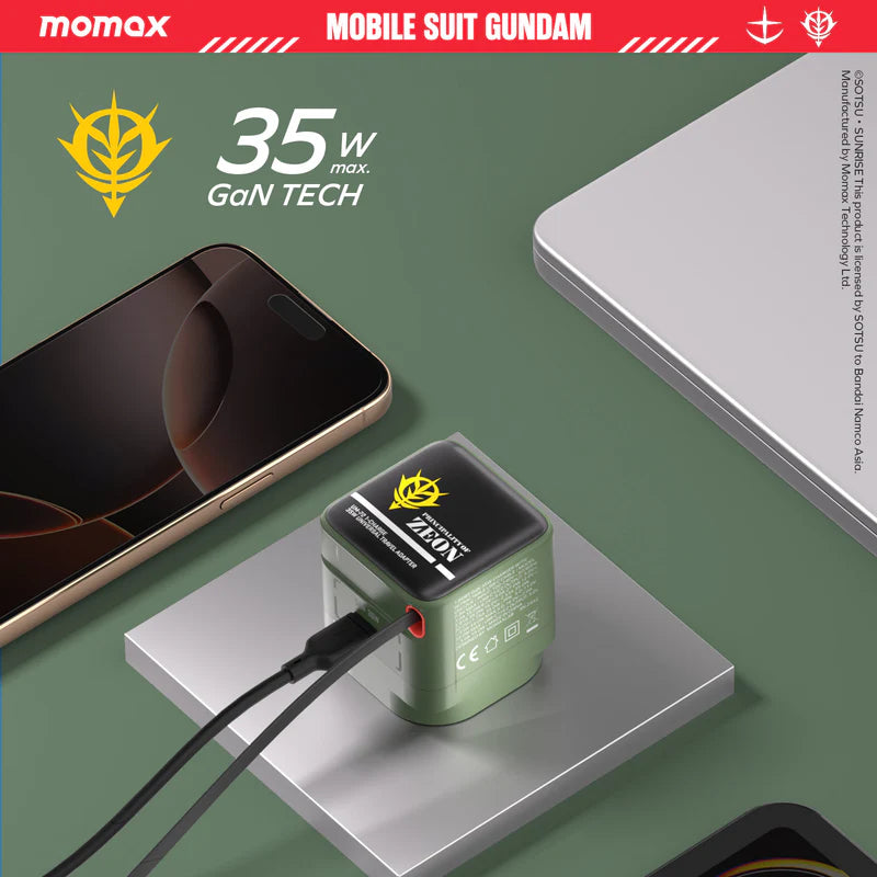[Mobile Suit Gundam - Limited Edition] Momax UM72 1-Charge+ 35W 1-Port GaN Charger with Retractable USB-C Cable - MS-06F Zaku II
