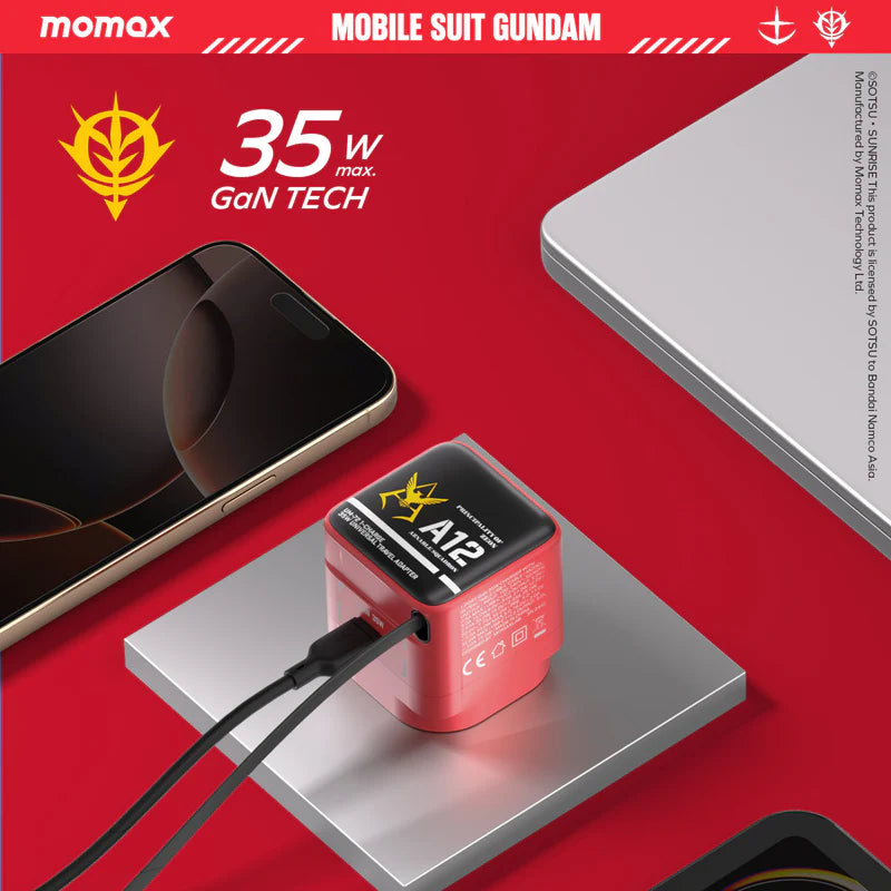 [Mobile Suit Gundam - Limited Edition] Momax UM72 1-Charge+ 35W 1-Port GaN Charger with Retractable USB-C Cable - MS-06S Char's Zaku II