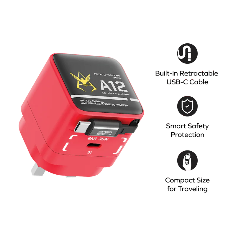 [Mobile Suit Gundam - Limited Edition] Momax UM72 1-Charge+ 35W 1-Port GaN Charger with Retractable USB-C Cable - MS-06S Char's Zaku II