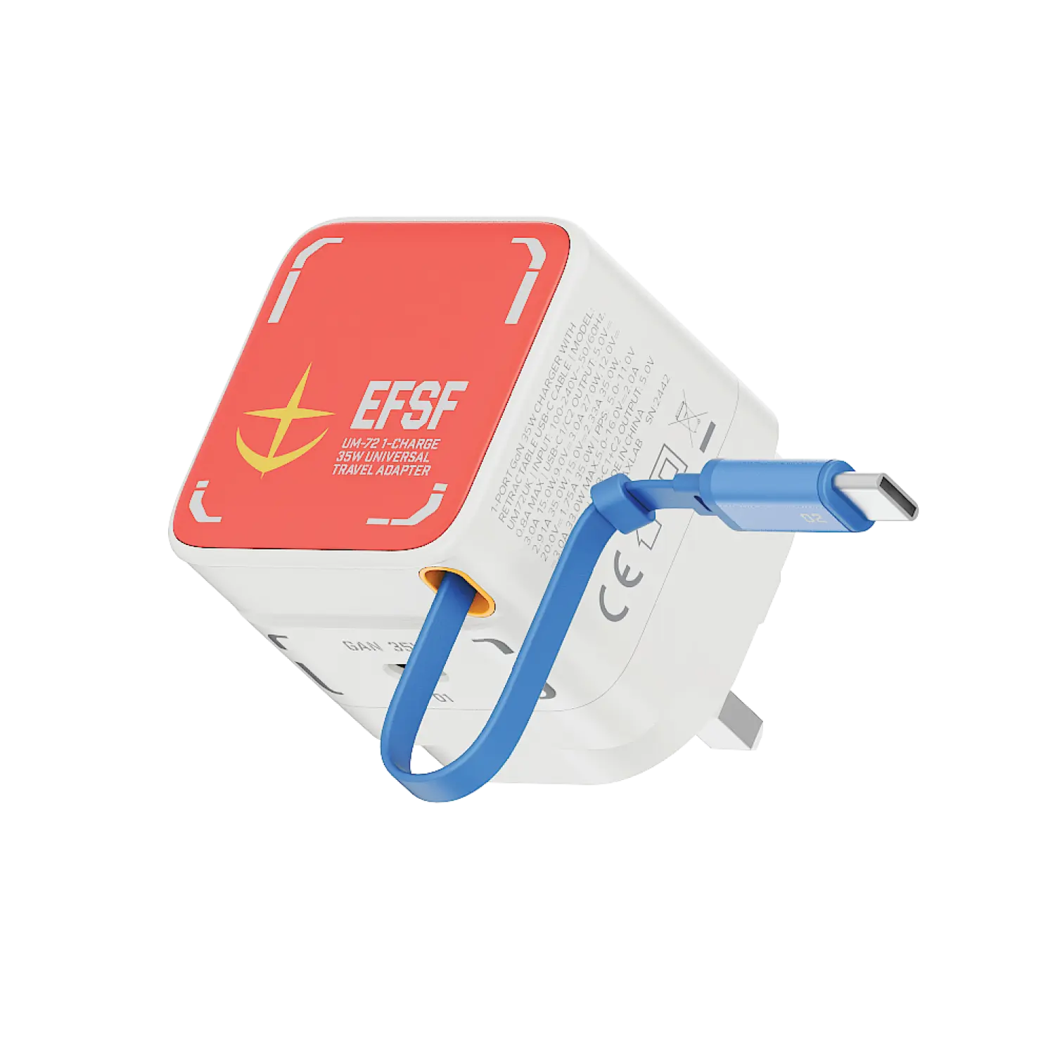 [Mobile Suit Gundam - Limited Edition] Momax UM72 1-Charge+ 35W 1-Port GaN Charger w/ Retractable USB-C Cable - RX-78-2 Gundam
