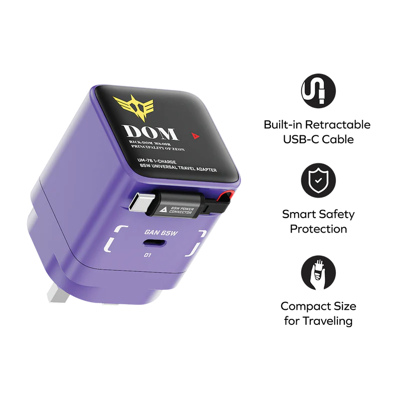 [Mobile Suit Gundam - Limited Edition] Momax UM76 1-Charge+ 65W 1-Port GaN Charger with Retractable USB-C Cable - MS-09R Rick Dom