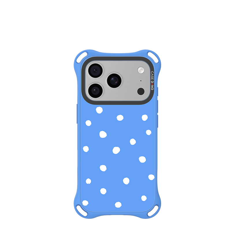 CASEBANG QuadGuard ImagiSnap Snap-On Base Case for iPhone 17-16 Series - Polka Dots | Base Case + Snap-On Cover set