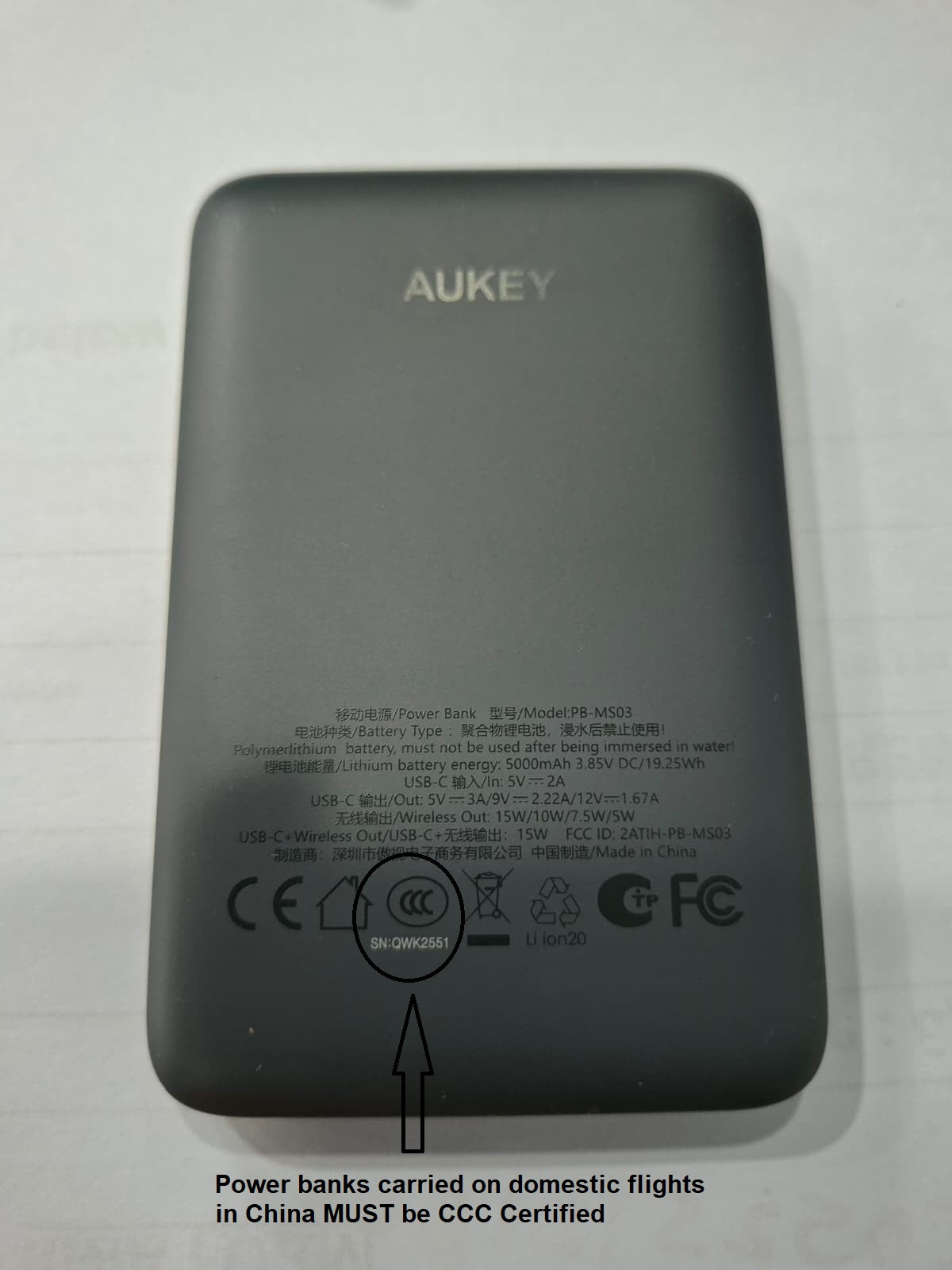 [CCC Certified] Aukey PB-MS03 MagFusion Slim 5000mAh Magnetic Wireless Power Bank